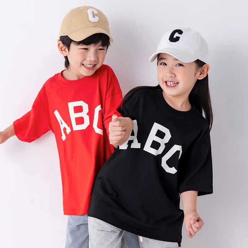 Áo thun bé trai,bé gái Con Xinh cotton hình in ABC7,áo thun dành cho bé từ 4 đến 10 tuổi