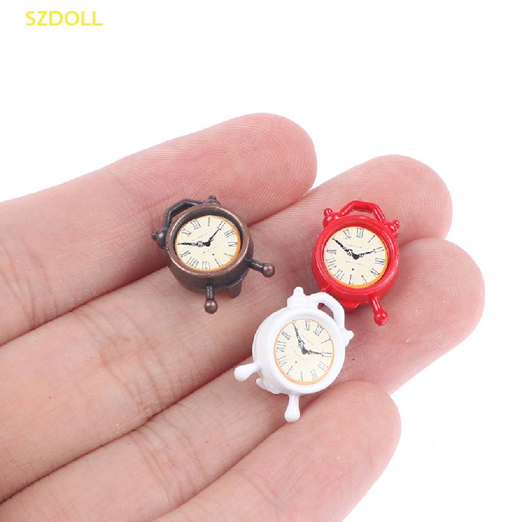 1 Đồng Hồ Báo Thức Mini Trang Trí Nhà Búp Bê Thu Nhỏ 1: 12