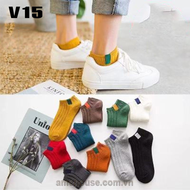 Tất nữ, vớ nữ cổ trung cổ dài sọc vuông V15