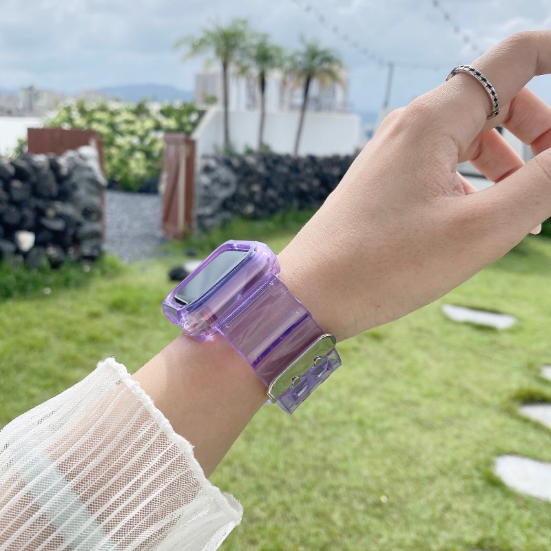 Ốp Silicone Trong Suốt Có Dây Đeo Cho Đồng Hồ Apple iWatch series 8 3 6 se 7 44mm 40mm 45mm 41mm 42mm 38mm