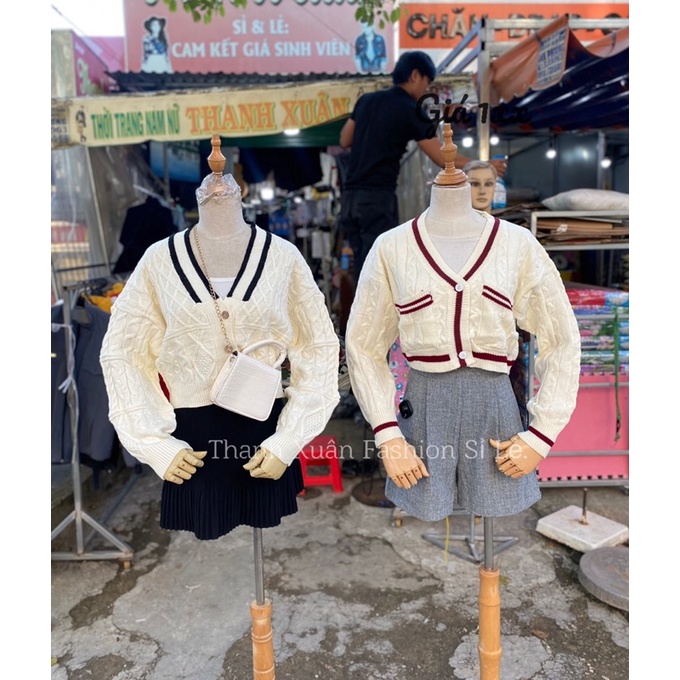 Hình thật khoác len cadigan crotop phong cách hàn  trẻ trung