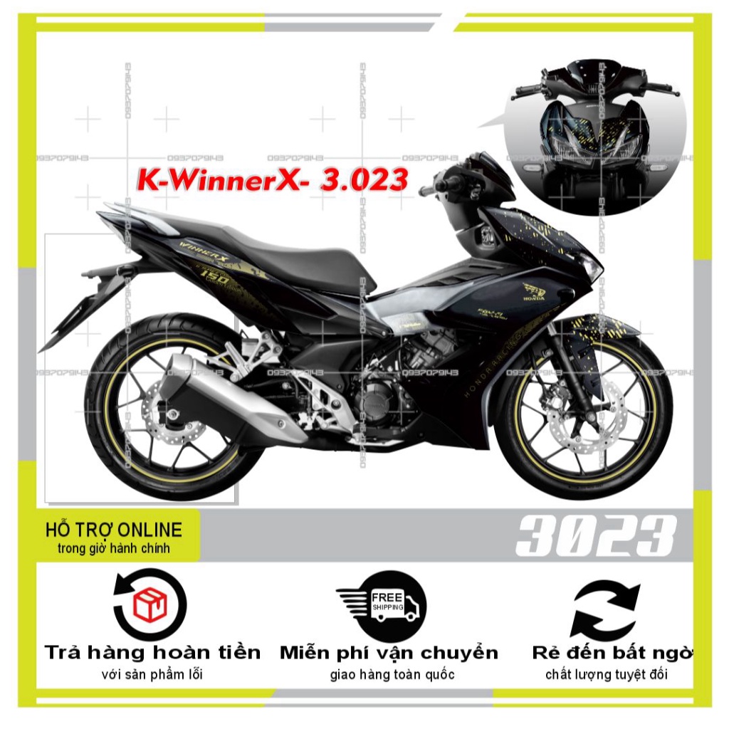{TPHCM-FREE SHIP] TEM RỜI WINNER X VÂN TAY DÁN XE ĐEN NHÁM 3023
