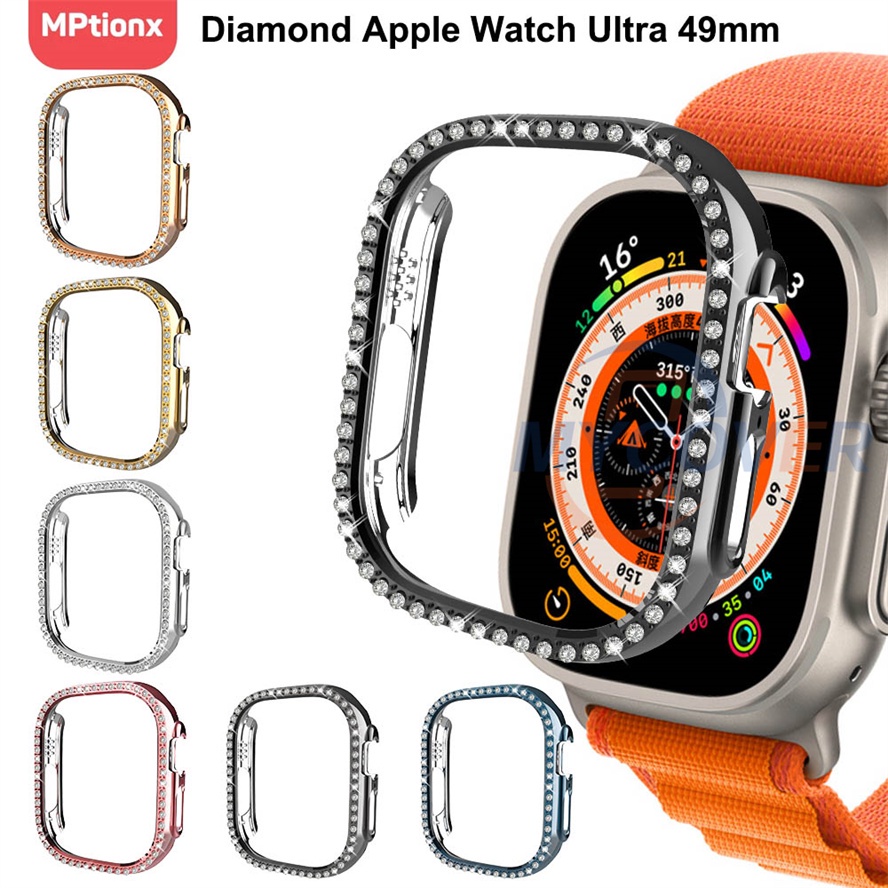 Ốp Bảo Vệ Đính Kim Cương Cho Apple Watch Series Ultra 8 7 6 SE 5 4 3 2 1 iWatch Size 49mm 41mm 45mm 44mm 42mm 40mm 38mm