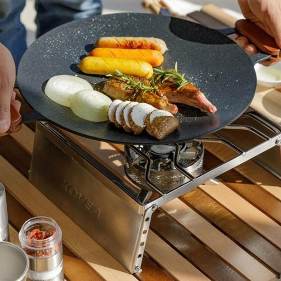 Chảo nướng đá không dầu Hàn Quốc size 34cm Eco,chảo nướng thịt BBQ chống dính dùng được cho mọi loại bếp chính hãng