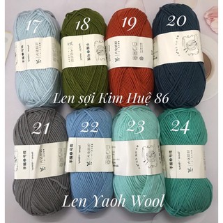 Len Yaoh Wool (Shuxi Wool)-Sợi xe từ 90% xơ staple tổng hợp, sợi móc(từ polyeste) 100gr/ cuộn,MH: 23561.hiệu: Yaoh Wool.