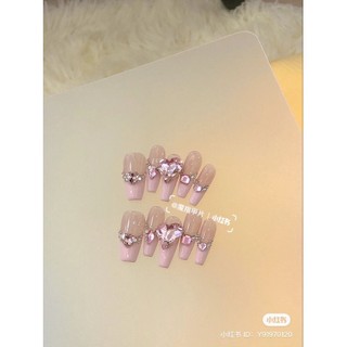 Nailbox - Móng úp thiết kế - hồng đính đá đầu móng sang chảnh