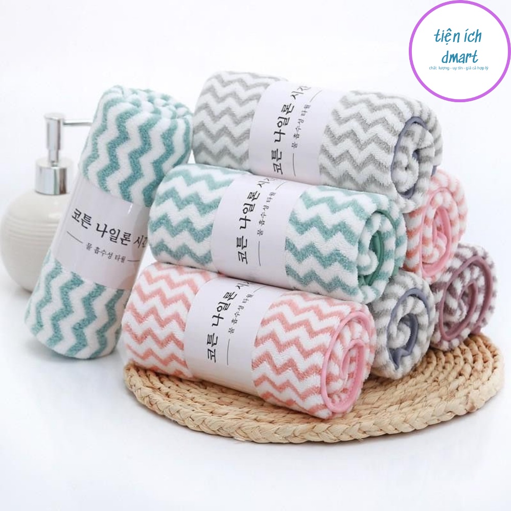 combo khăn lau mặt loại kẻ sợi lông cừu siêu mềm, khăn mặt kẻ sợi cotton