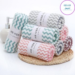 Combo khăn lau mặt loại kẻ sợi lông cừu siêu mềm, khăn mặt kẻ sợi cotton