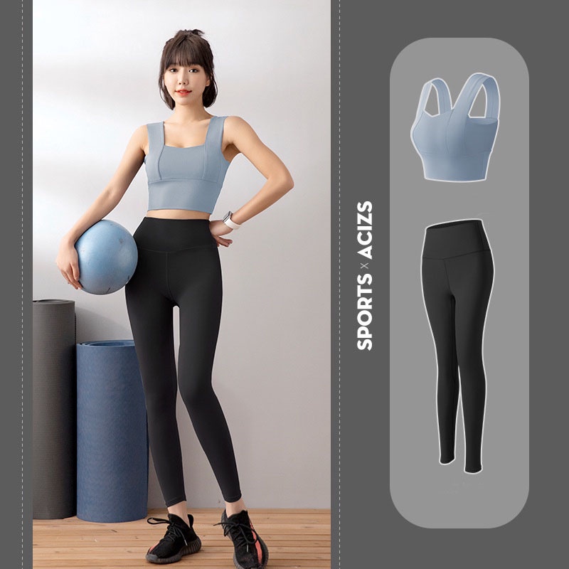 Flyblue Bộ quần áo tập gym đồ bộ thể thao nữ yoga áo lót thể thao đệm ngực Quần thể thao