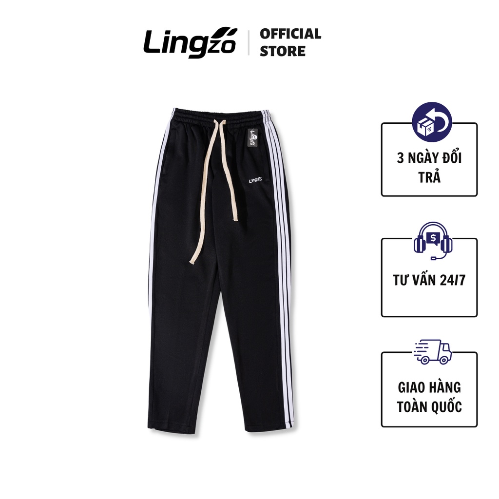 Quần dài thể thao nam 3 sọc LINGZO cao cấp quần dài vải poly co dãn mềm mịn không nhăn không xù phong cách thể thao