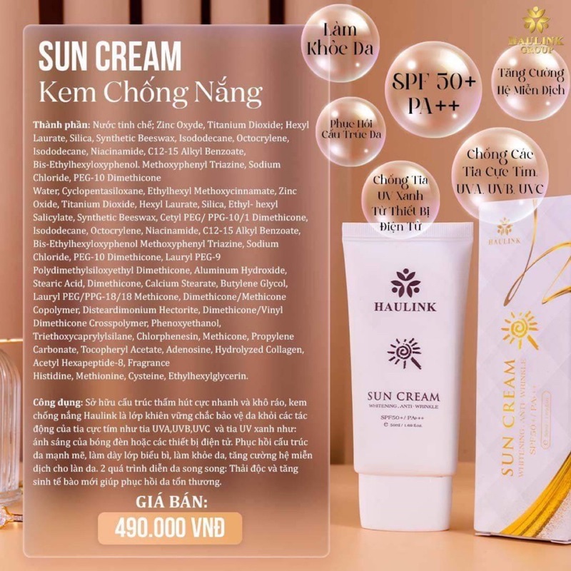 kem chống nắng cao cấp vật lý haulink hàn quốc