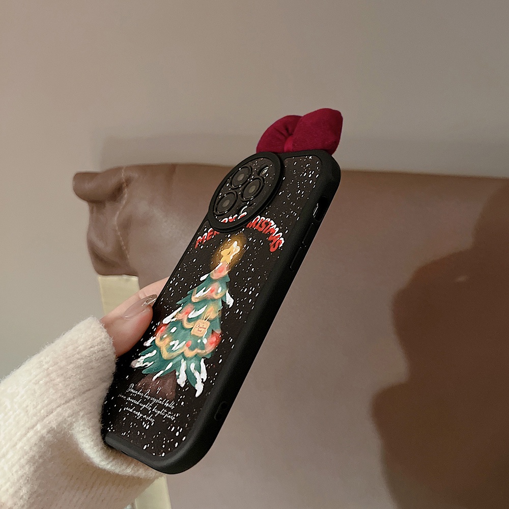 Ốp Điện Thoại Da Hình Cây Thông Giáng Sinh 3D Cho IPhone 14promax 14pro 13promax 12 11 X XS XSMAX