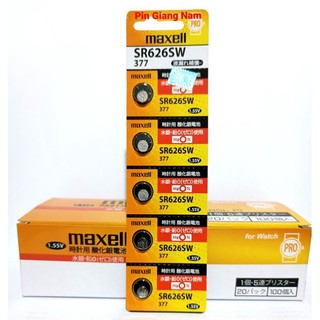 Pin đồng hồ SR626SW / Pin SR626SW 377 Maxell 1.55V vỉ 5 viên