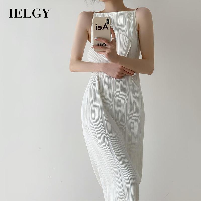 Đầm IELGY dáng dài hai dây gân sọc thời trang xinh xắn dành cho nữ