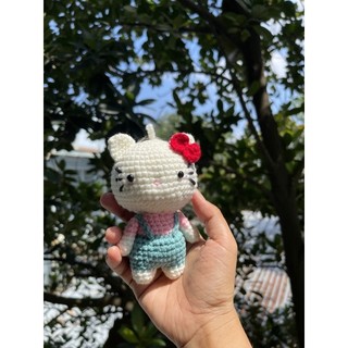Móc khoá len handmade mèo hello kitty