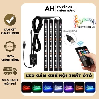 Đèn Led Gầm Ghế Ô Tô Nháy Theo Nhạc Led Nội Thất Xe Sang Trọng Loại 12 Bóng 4 Dải Led 8 Màu Đơn Sắc Cực Đẹp 
