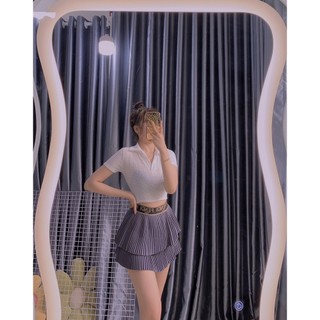 Áo croptop cổ bẻ chất xốp mềm mịn