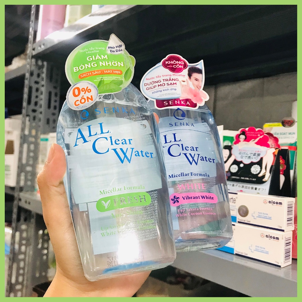 Nước tẩy trang Micellar Senka ALL Clear Water Fresh, màu xanh