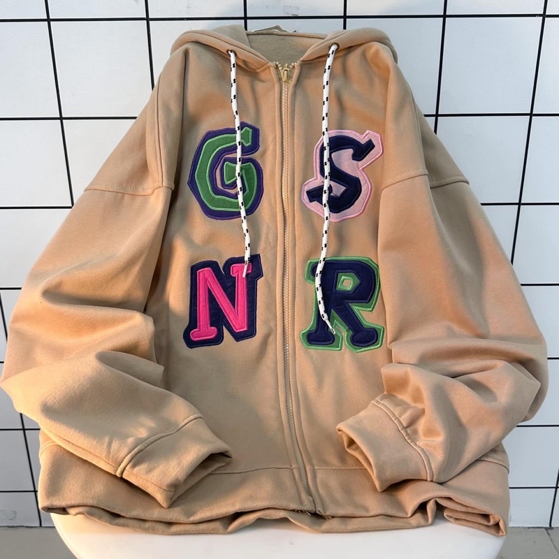Áo Khoác Hoodie zip nỉ bông GS NR màu NÂU/ĐEN 🖤 Nam nữ unisex/FREESHIP 🖤 Áo Hoodie dây kéo form rộng Jaystoree
