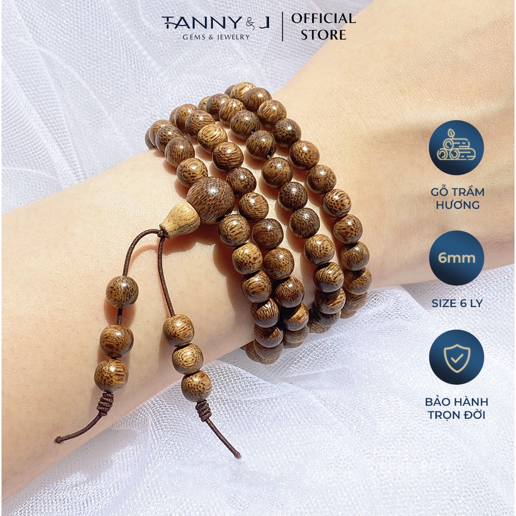 Vòng Tay Hương Trầm TANNY&J Hộ Thân Bình An, Hợp Với Tất Cả Các Mệnh - 6mm Cuốn 3
