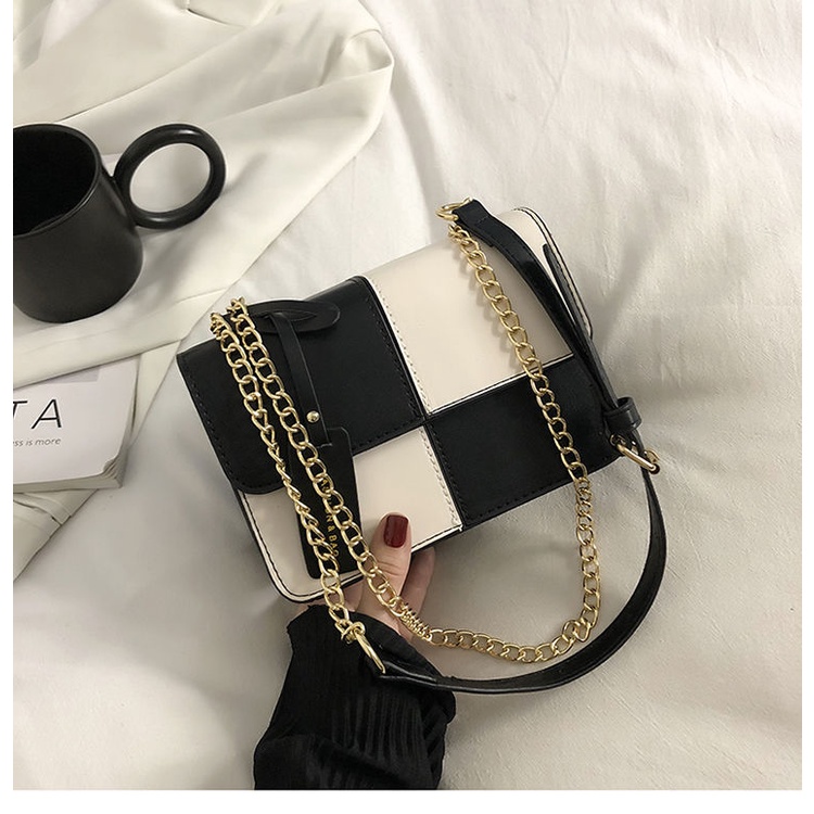 Túi Đeo Chéo Hình Vuông Nhỏ Màu Trắng Đen Phong Cách Hàn Quốc Thời Trang Cho Nữ
