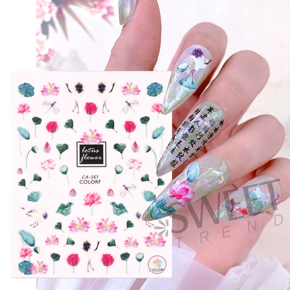 Nhãn dán trang trí móng tay STZPRONAIL hình cá koi may mắn 3D phong cách Trung Hoa độc đáo