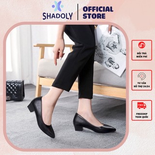 Giày cao gót nữ bít mũi SHADOLY mũi nhọn thời trang gót vuông basic cao 3cm ND.3P