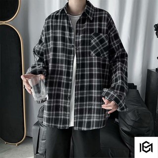 Áo Sơ Mi Nam Nữ Dài Tay Form Rộng Kẻ Sọc Caro UNISEX OVERSIZE