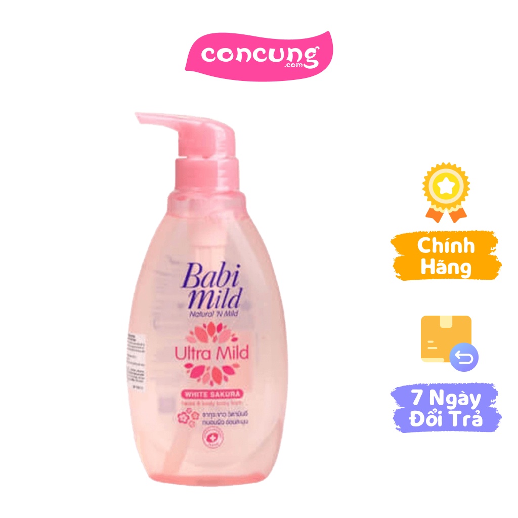 Sữa tắm gội Babi mild White Sakura cho bé chai 400ml