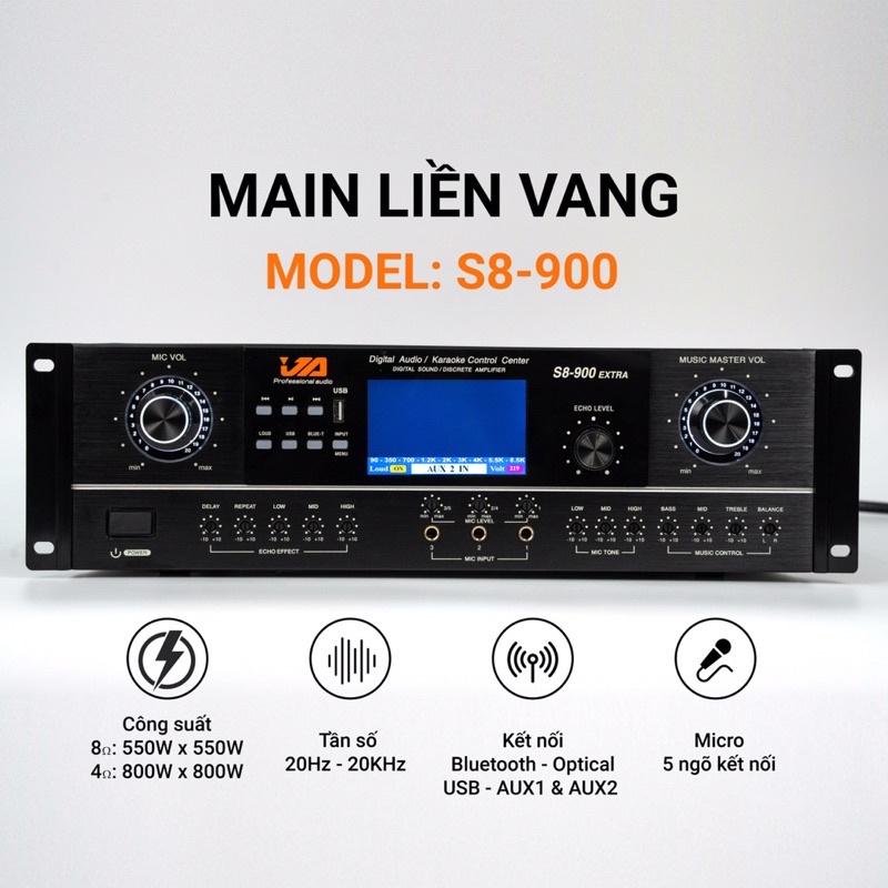 Main đẩy liền vang JA S8-900 ( Sản phẩm chính hãng năm 2023 ) - Gia Khang Shop