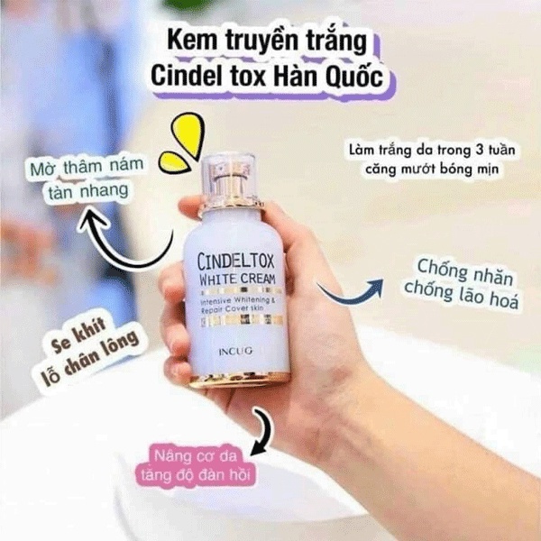SIÊU KHUYẾN MÃI: Kem Dưỡng Trắng Da Cindeltox White Cream Korea GIẢM TẬN 50%