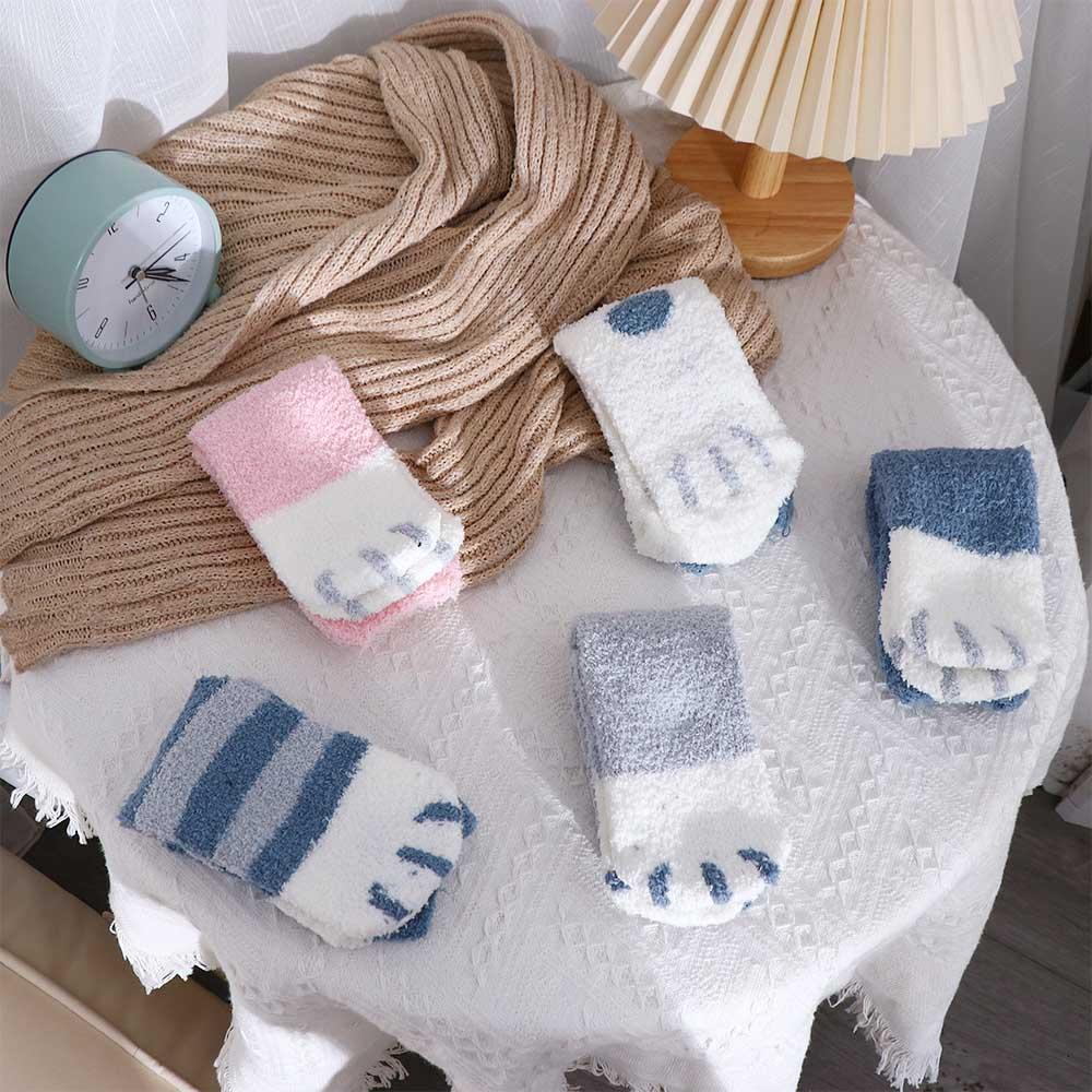 MXGOODS Tất Lửng Kẻ Sọc In Hình Chân Mèo Đáng Yêu Cho Nữ