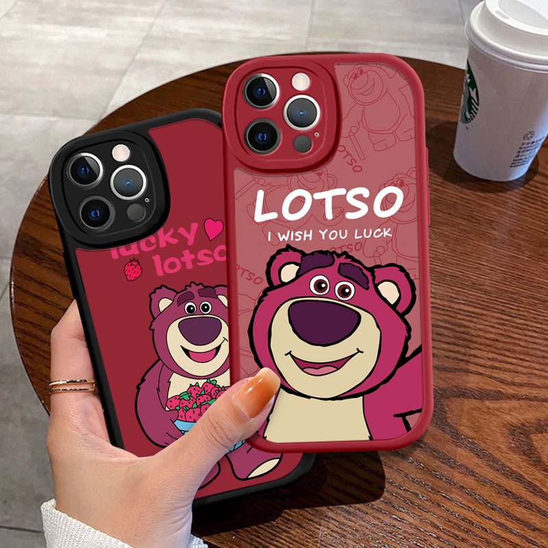 Ốp Điện Thoại Silicon Dẻo In Gấu Dâu Tây iPhone 11 12 Pro 13 14 Promax 14Plus 13Pro 12 / 13 Mini 6G 6P 7 / 8G 8Plus SE x xr xsmax