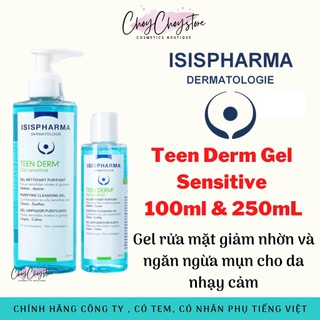 Sữa Rửa Mặt ISIS Pharma Teen Derm Gel Sensitive 100ml & 250mL Giảm Nhờn Mụn Cho Da Nhạy Cảm (Tem Cty)