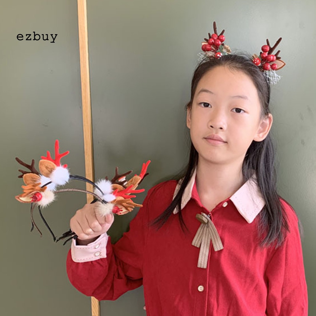 1 / 1 Cặp Băng Đô Cài Tóc Hình Tuần Lộc Giáng Sinh Co Giãn Tốt Không Đau Có Thể Tái Sử Dụng