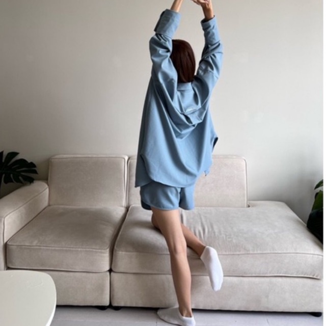 COMMON SENSE - Quần áo sơ mi unisex oversized màu baby blue