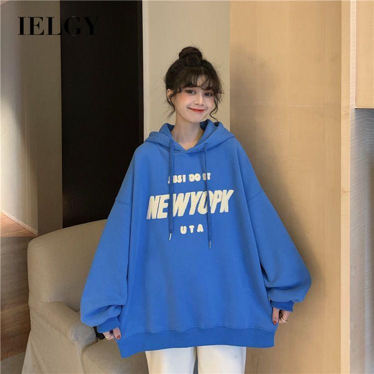 IELGY IELGY Áo Hoodie Lông Cừu Dáng Rộng Phong Cách Hàn Quốc Trẻ Trung Cho Nữ