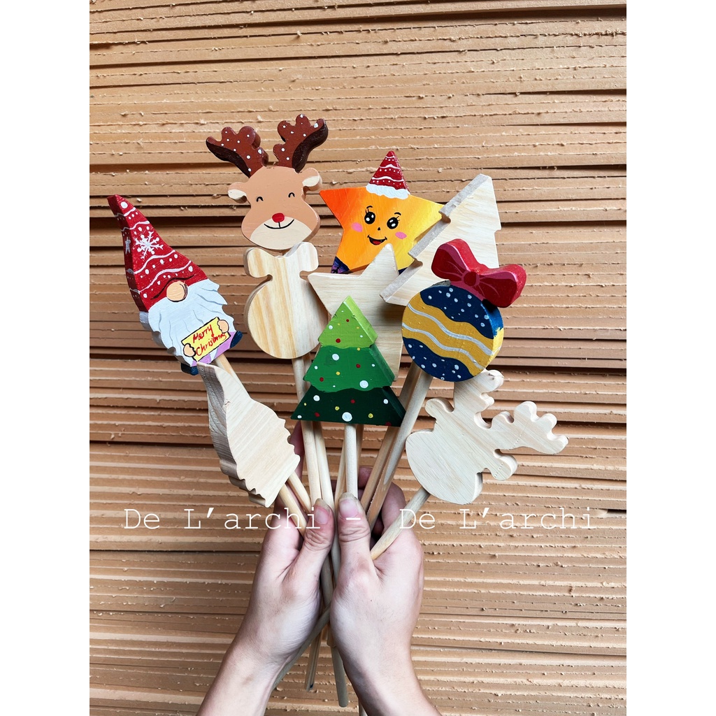 Đũa thần Noel bằng gỗ trang trí nhà cửa