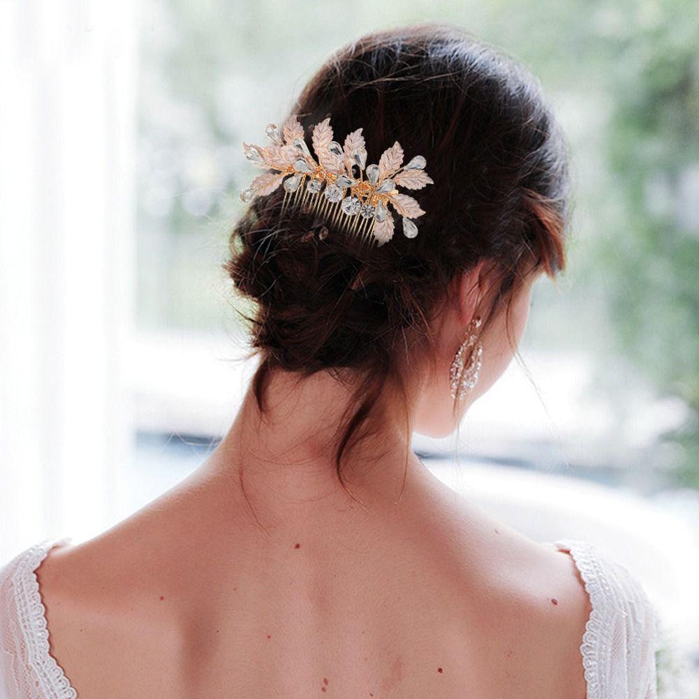Lược Cài Tóc Hình Hoa Lá Dành Cho Cô Dâu|Phụ Kiện Trang Trí Tóc Xinh Xắn Chất Lượng