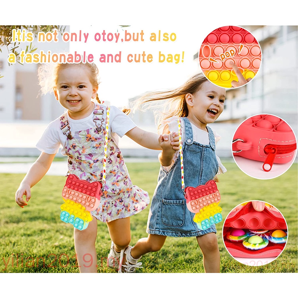 Túi Đeo Chéo Vai Hình Đám Mây Cầu Vồng Đồ Chơi Giảm Căng Thẳng Cho Bé Gái