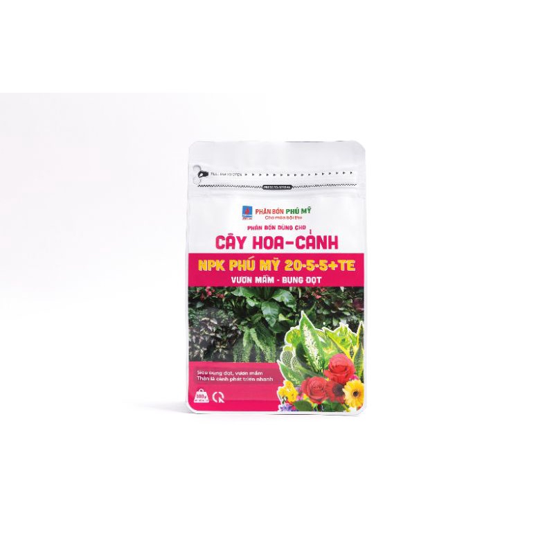 Phân bón NPK Phú Mỹ 20-5-5+TE dành cho cây hoa cảnh túi 500gr
