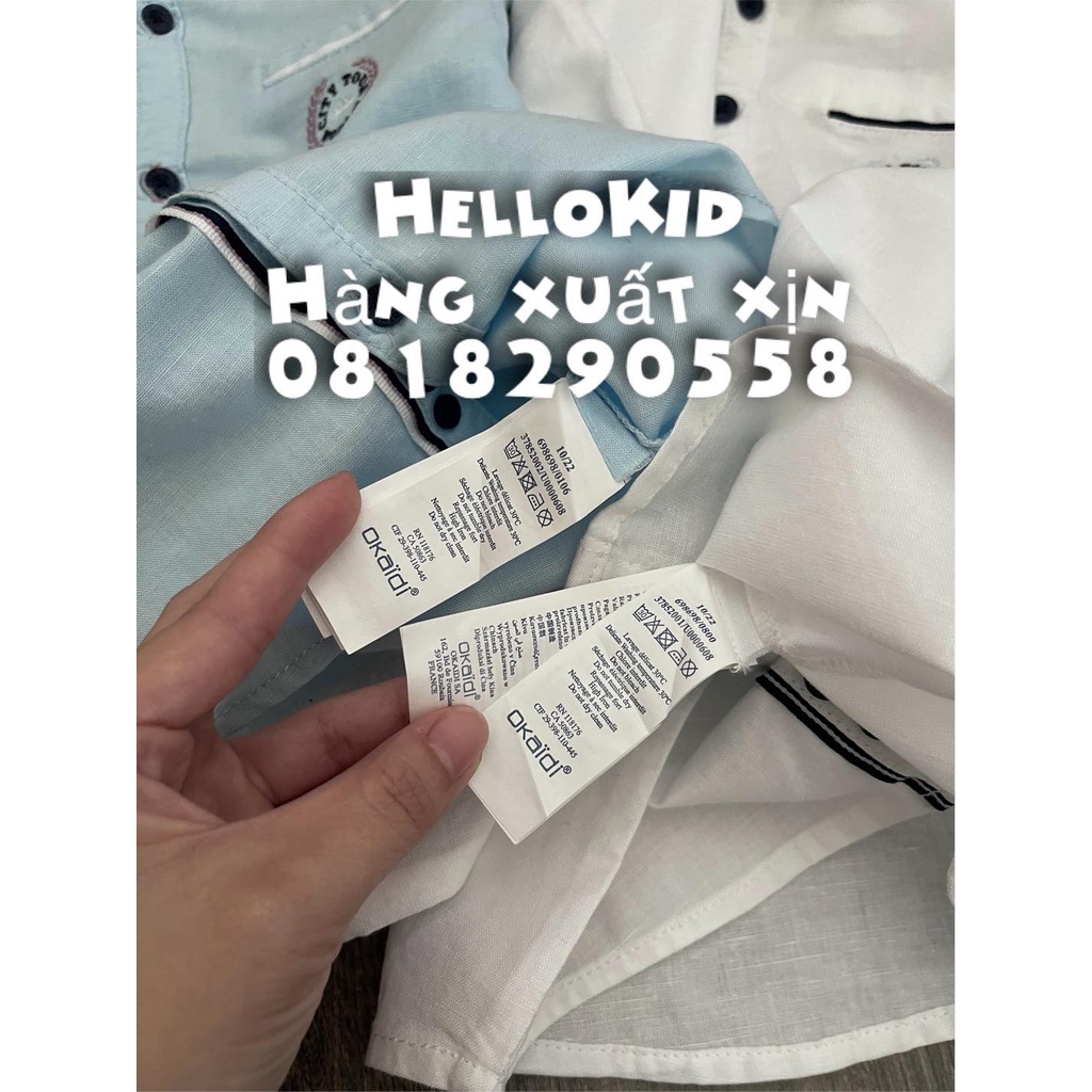 A815-Áo sơmi okaidi thêu chữ ngực bé trai