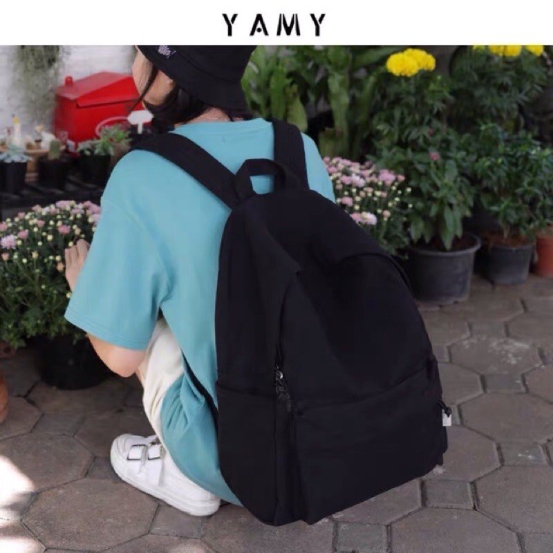 Balo RIPE GIRL trơn một màu siêu cute dáng mềm vải dù mịn màn