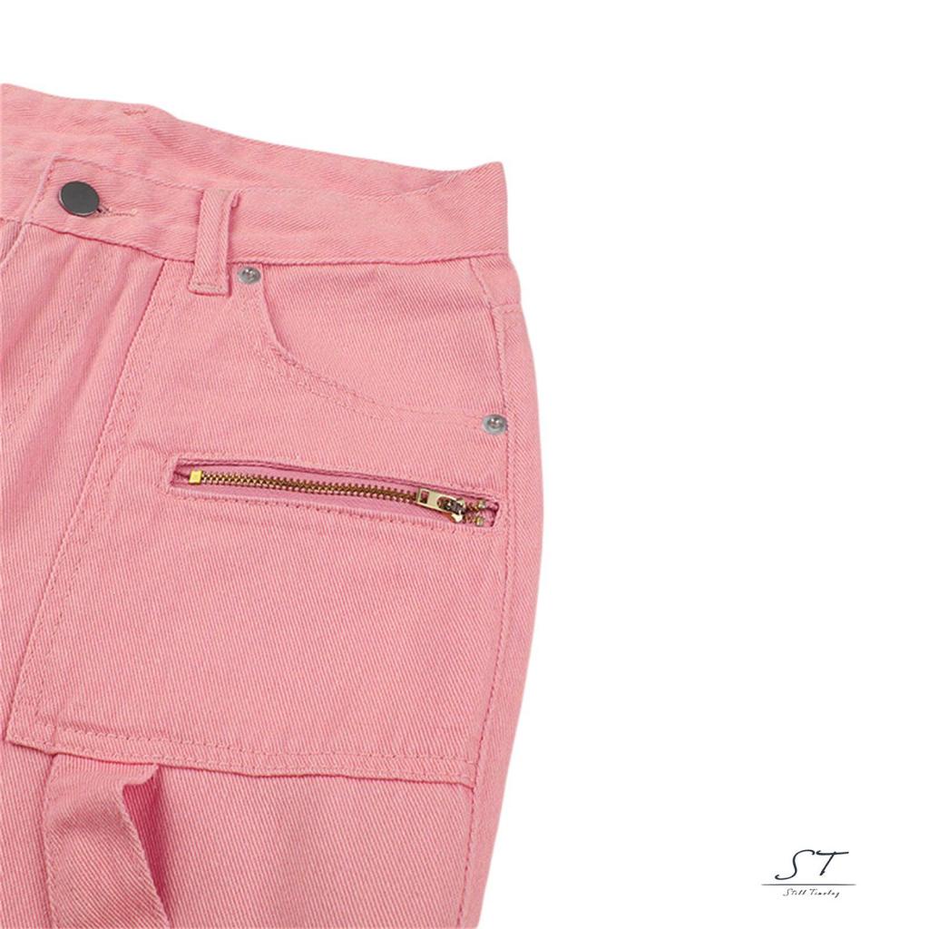 Quần Jeans Lưng Cao Có Túi Phối Khóa Kéo CY03 Thời Trang Cho Nữ