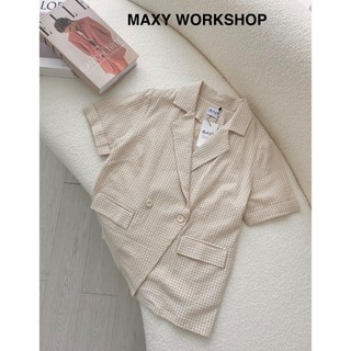 Áo blazer tay ngấn Hàn Quốc Creamy Caro Short Blazer Maxy Workshop