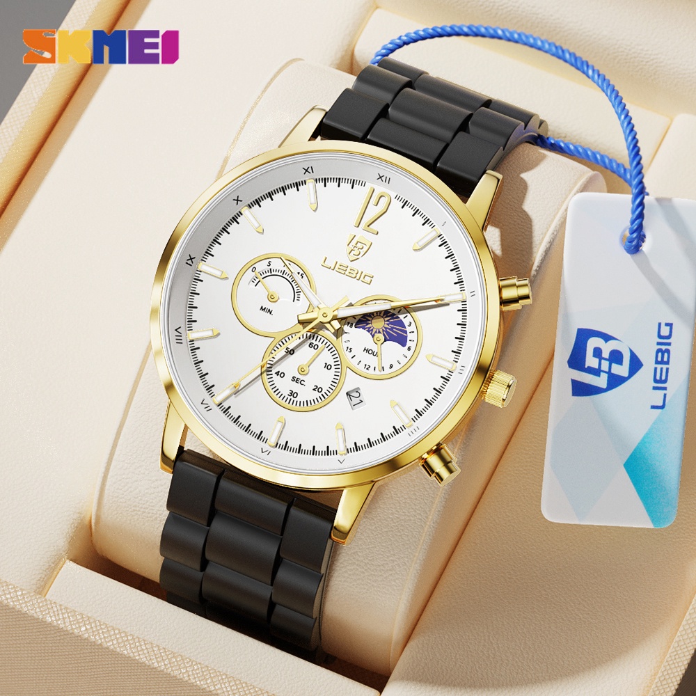 Đồng hồ quartz SKMEI hiển thị ngày tháng phối dây đeo silicon chống nước