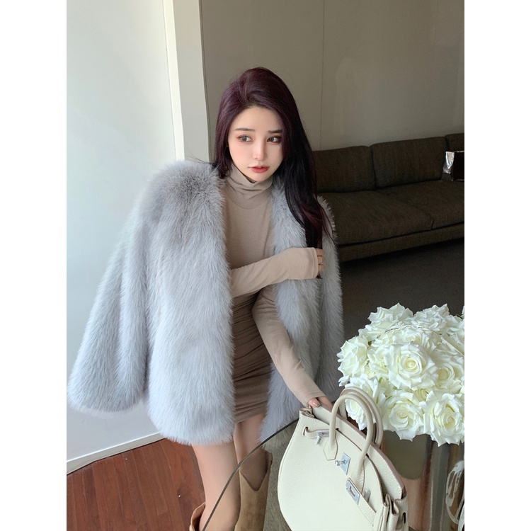 Áo Khoác Giả Lông Cáo Dáng Rộng Cao Cấp Phong Cách Mới 2022