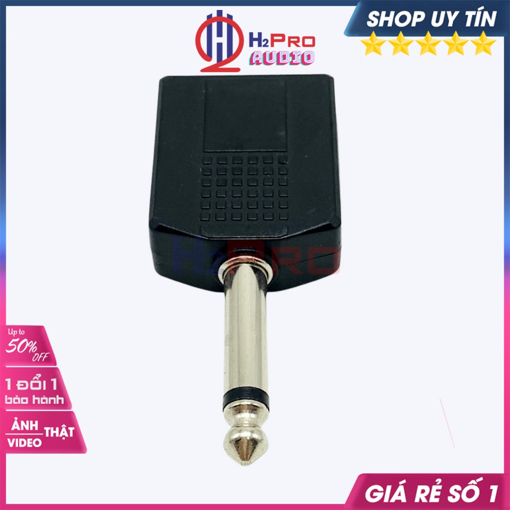 Jack Chia Cổng Micro 6.5Mm (6Ly) 1 Đầu Đực Ra 2 Đầu Cái Cao Cấp, Jack Chia 2 Đầu Micro Chân 6 Ly Hát Song Ca-H2Pro Audio