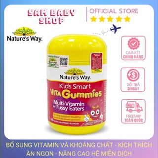 Kẹo Dẻo Cho Bé Nature's Way Kids Smart Vita Gummies Multi Vitamin for Fussy Eaters Kích Thích Ăn Ngon - Hộp 60 Viên
