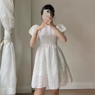 ĐẦM CỔ YẾM TRỄ VAI (Sẵn) Đầm cổ yếm bông nổi khoét vai 2 màu Váy Bèo Công Chúa Bệt Vai Váy Cổ Tích Công Chúa